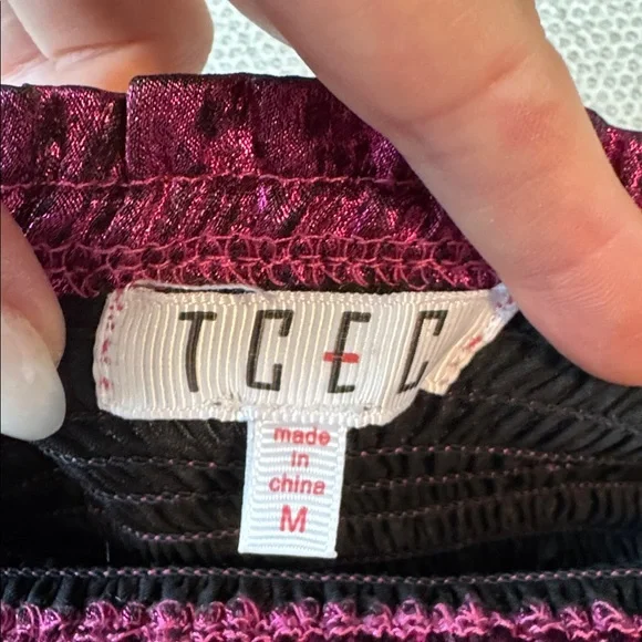 Elegant Deep Purple Fuchsia Pink Metallic Women's Jogger Pants - Picture 6 of 7